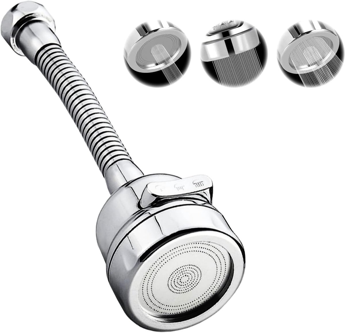 Beluchter voor de keuken, 3 modi, met slang van roestvrij staal, flexibele adapter, keukenkraan, diffuser, keukenkraan, slang, verlengkop, keukenkraan