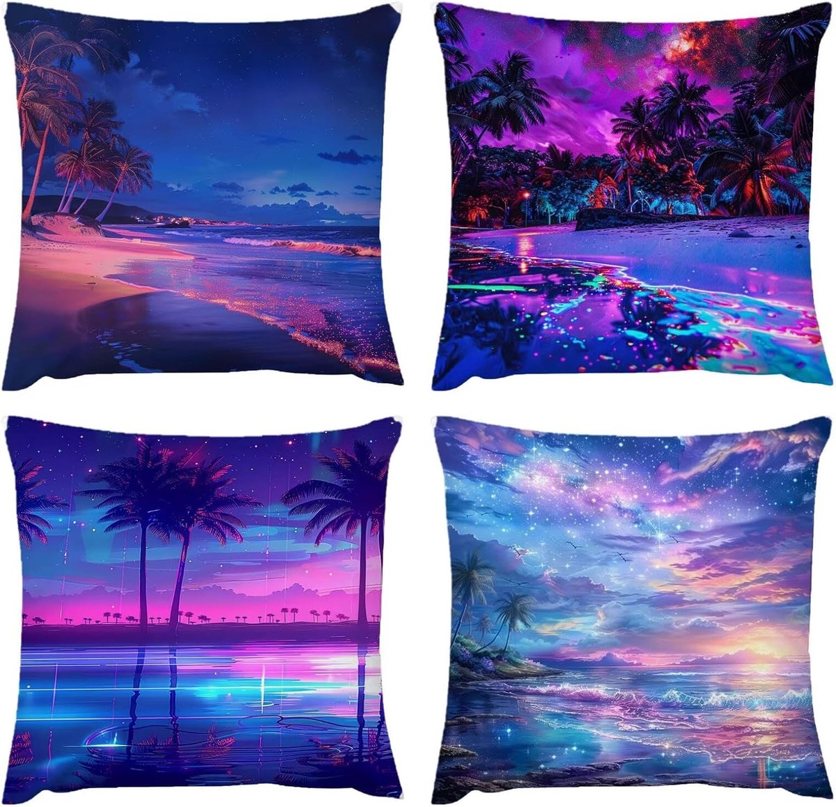 Kussens voor buiten, waterdicht, voor buiten, bankkussen, 50 x 50 cm, met onzichtbare ritssluiting, decoratieve kussenslopen voor slaapkamer, woonkamer, outdoor, strandkussen, paars, 20 x 20 inch H491