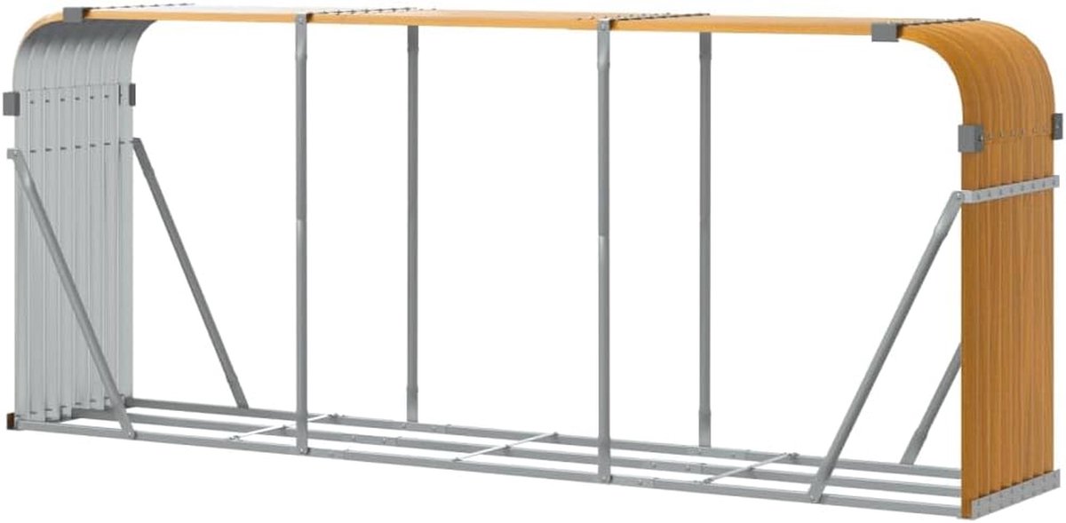 Houtopslag - Houtblokkenhouder Houthouder - Haardhout Opslaan - Gegalvaniseerd Staal - 234x45x100cm - Lichtbruin