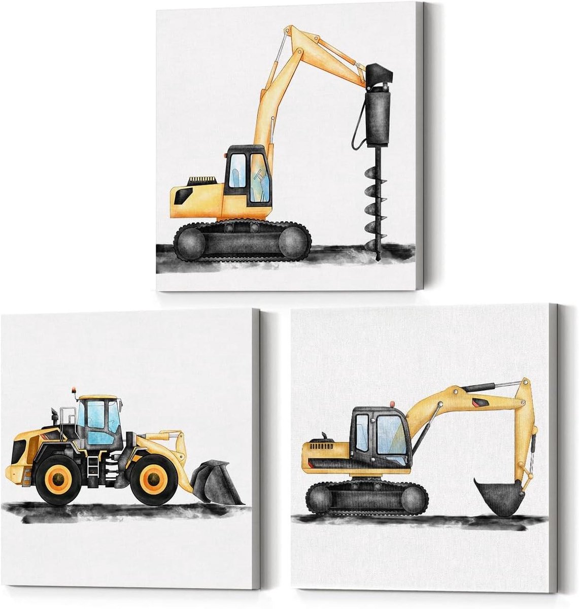 Kinderkamer Muurdecoratie Set - Canvas Prints Kinderen - Kamer Verfraaien - Met Lijst - 30x30 cm - Meerkleurig