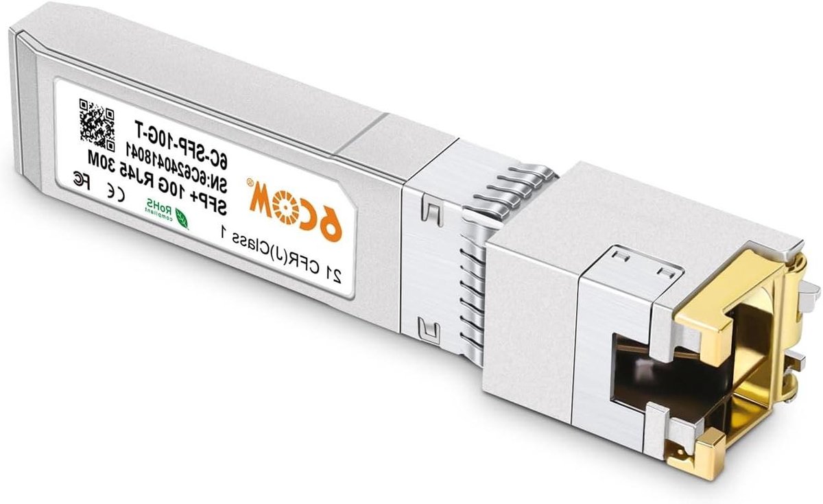 Netwerk Transceiver - Koperen Module - Netwerk Uitbreiding - 10 Gigabit Snelheid - Tot 30 Meter - Zilver