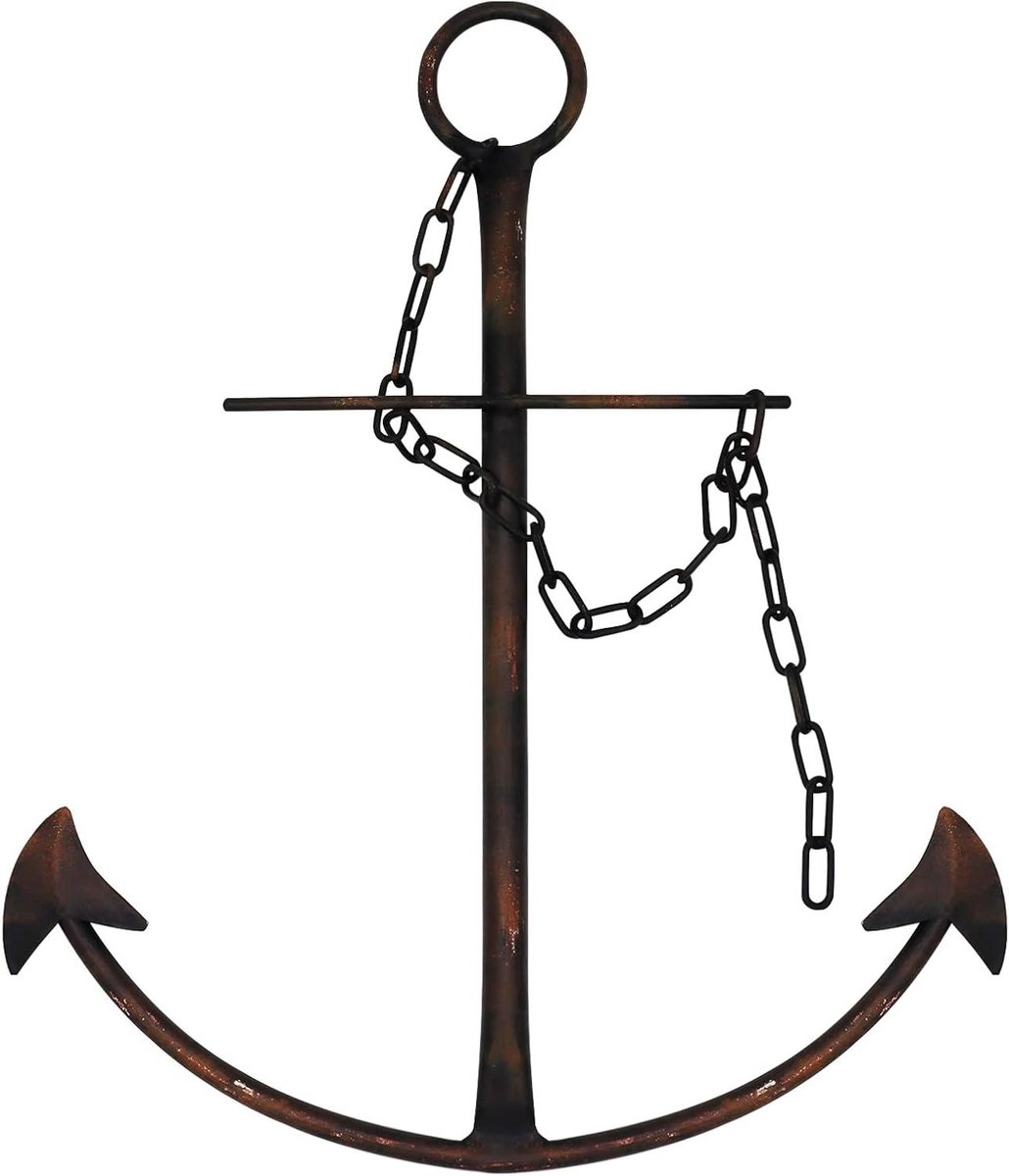 Nautisch anker decoratie - Wandhanger metaal - Maritieme sfeer - Handgemaakt design - 35 cm hoog - Gebronsd
