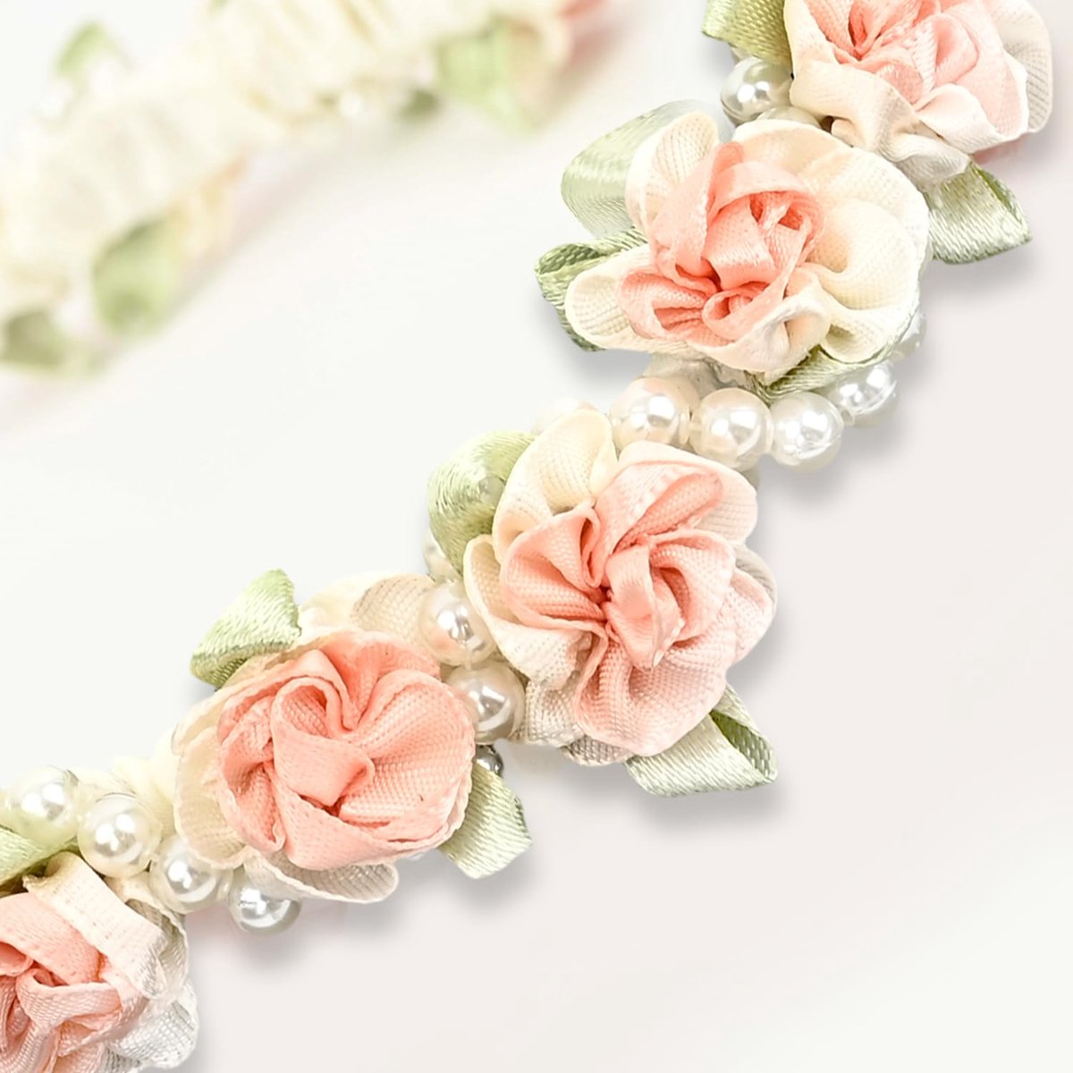 Bloemenkroon Haarband, Bloemige Haarband voor Bruiloft, Kerstfeest, Rozenkroon voor Bruid, Bruidsmeisje, Vrouwen, Meisjes (Roze)