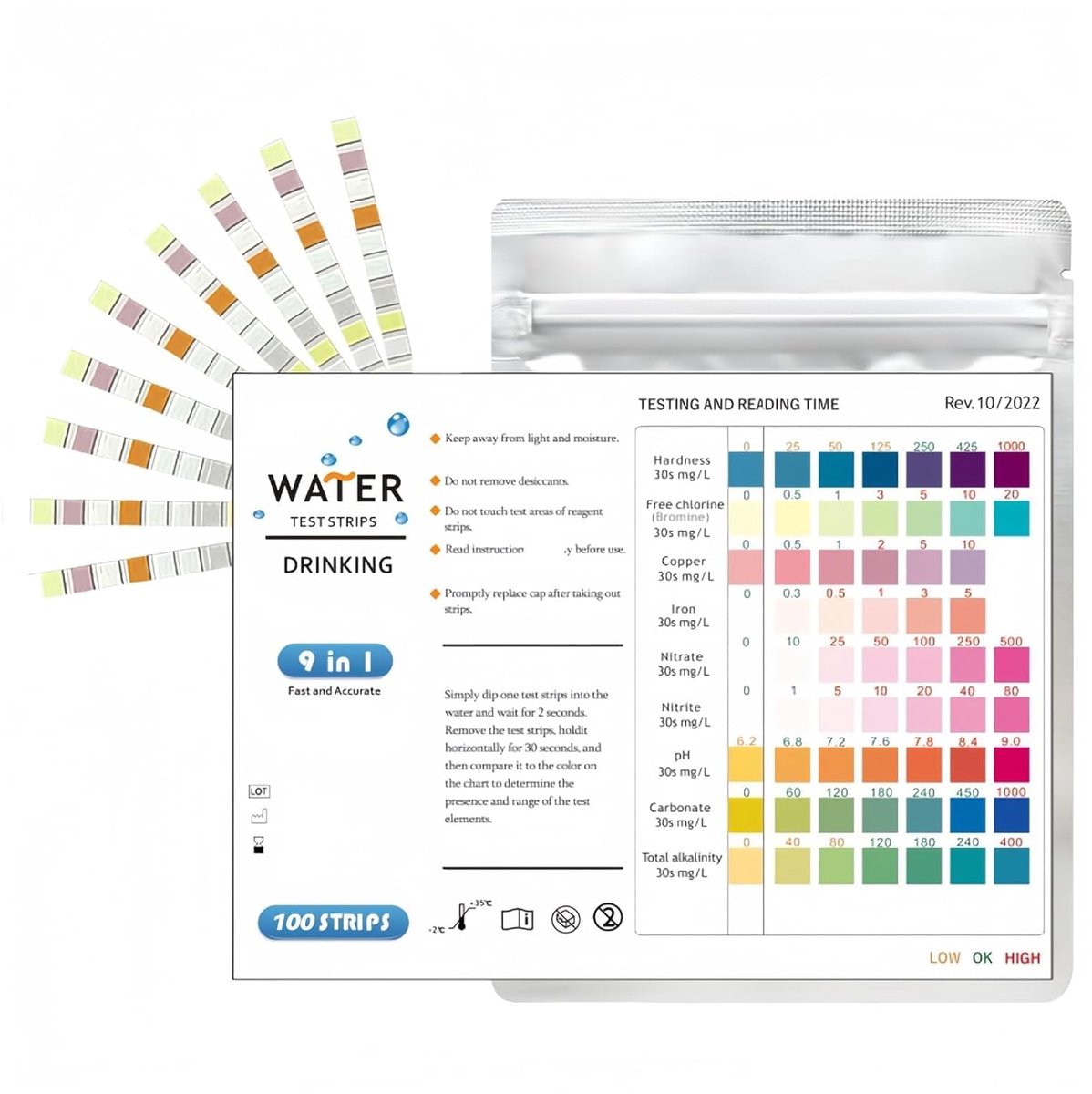 aquarium starterset - Aquarium Water Test Kit - 9-in-1 Test Strips - Inclusief Thermometer en Testbuis - Voor Zoet- en Zoutwater