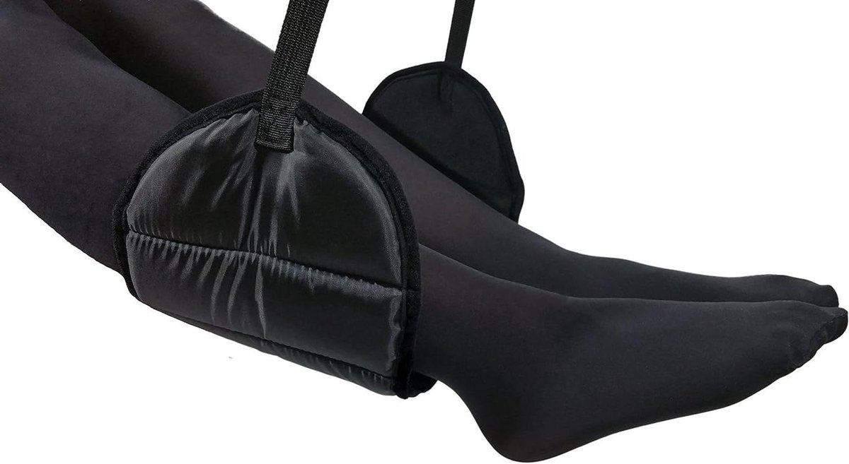 Vliegtuig voetsteun - Reis accessoire - Comfortabel reizen - Gemaakt van traagschuim - 50 x 19 cm - Zwart