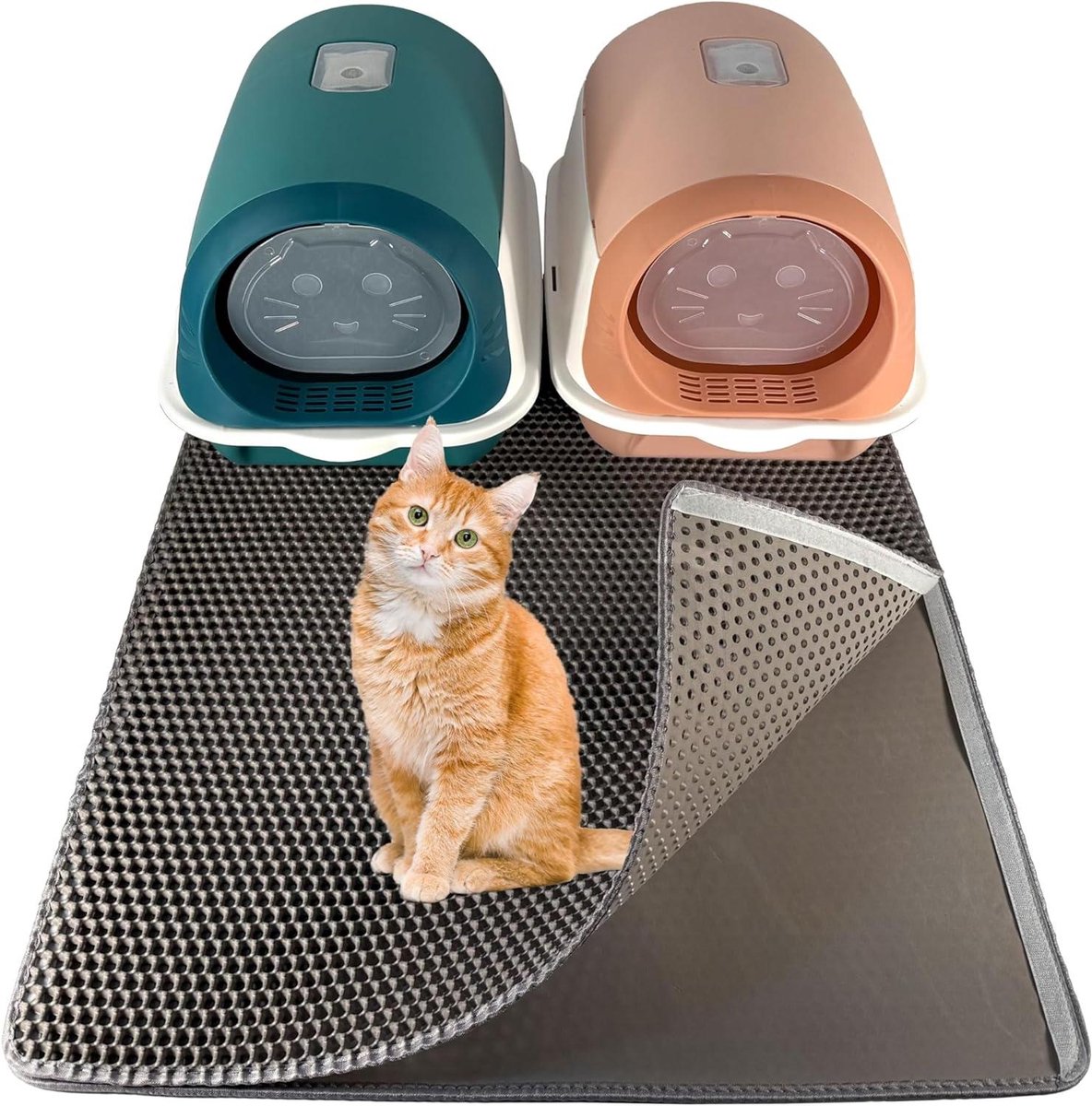 Kattenbakmat - Voorlegmat - Schoon Huis - Dubbele Laag - 90x76 cm - Grijs