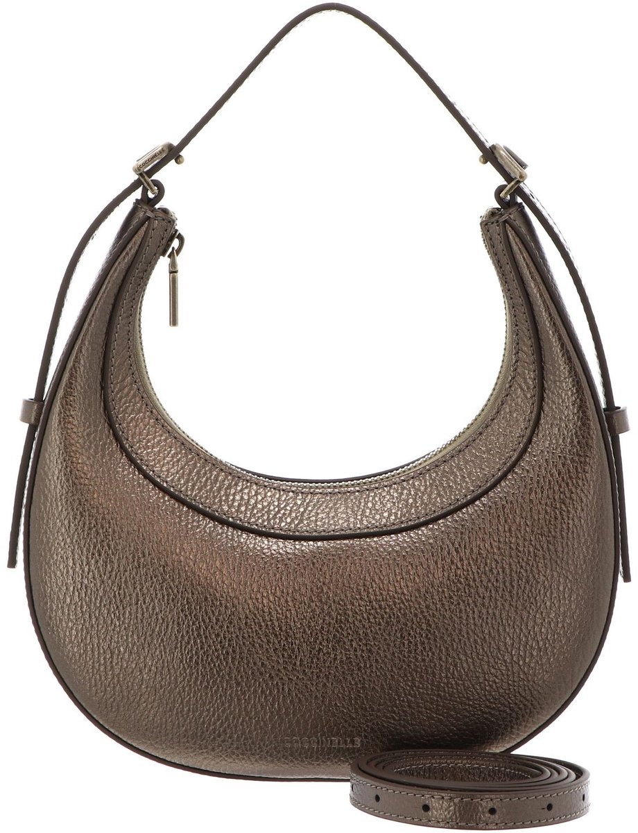COCCINELLE Leren handtas schoudertas Whisper Grained Leather Mini Bag Antique Brass brons