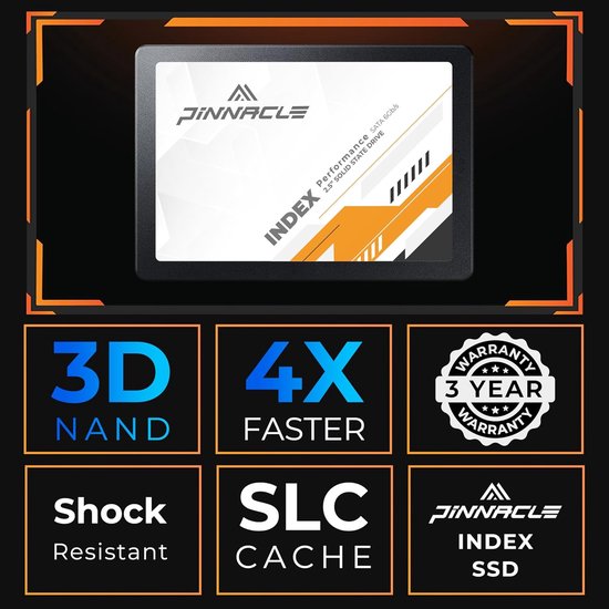 Interne SSD - Solid State Drive - Computer Opslag - 3D NAND QLC - 256 GB - Oranje — afbeelding 4