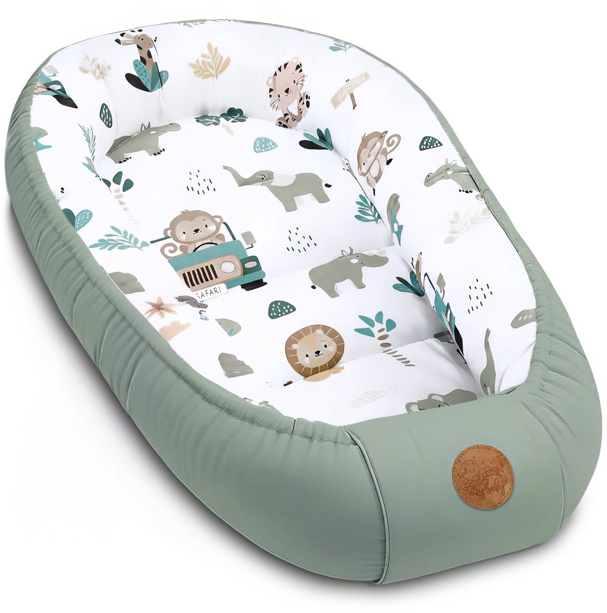 Zacht Nestje Pasgeborene – Knuffelnestje draagbaar comfortabel en behaaglijk voor Ledikant Kinderbed Wieg Babykamer en Onderweg – knus voor Jongen & Meisje 90x50 cm Afrika Blauw