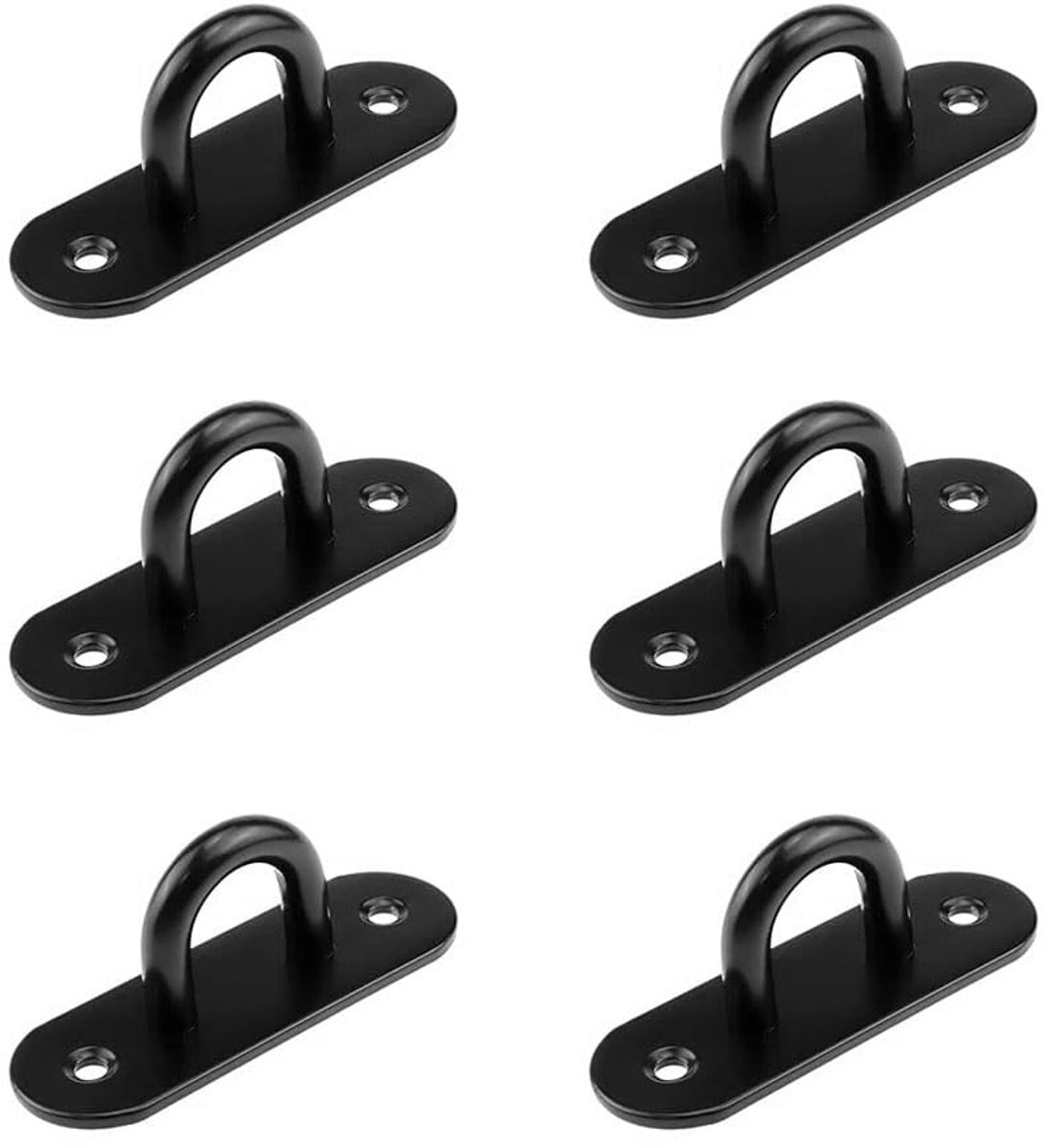 Plantenhanger, yogaschommel en ventilator montageset, diameter 60 mm, basisdikte 3 mm (6 stuks, zwart)