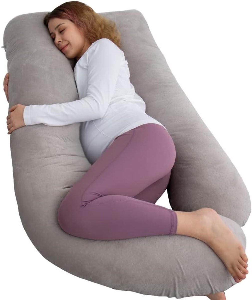 Zwangerschapskussen - U-vormig kussen - Comfortabel slapen - Verstelbare lengte - 152 cm - Grijs