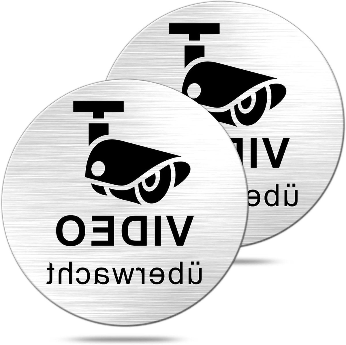 Bewakingsbord Camera - Toezicht Signaal - Veiligheid Aangeven - Gegraveerd Aluminium - 10 cm Rond - Zilverkleur