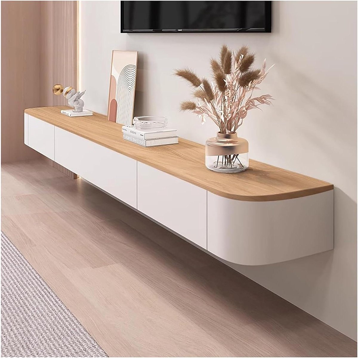 TV Kast Beige - Zwevend Meubel - Woonkamer Organiseren - Ruimtebesparend Ontwerp - 180cm Lang - Beige