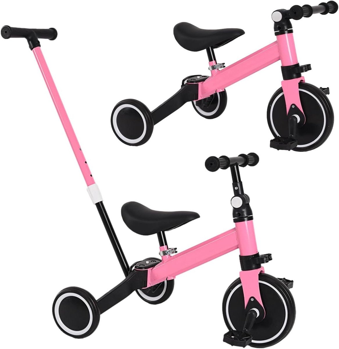 Kinder driewieler Loopfiets fiets Buiten spelen 4-in-1 ontwerp 1 tot 7 jaar Zwart