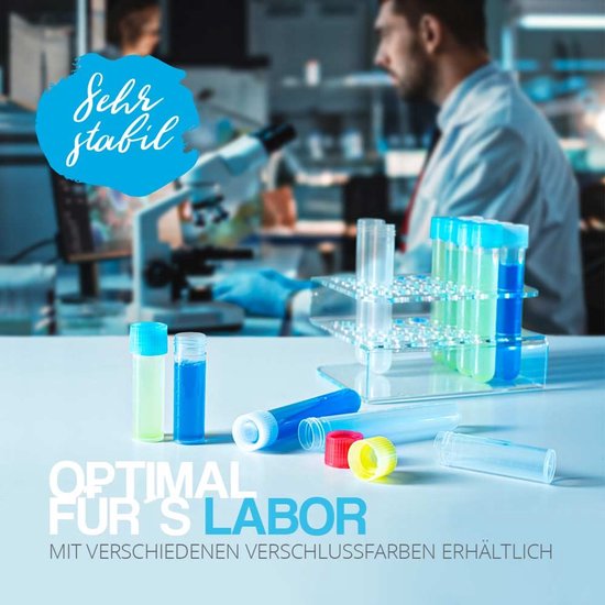 Centrifugebuizen met Schroefsluiting - Reageerbuisjes Kunststof - Laboratorium Opslag - Autoclaveerbaar Levensmiddelen Geschikt - 8 ml 57 x 165 mm — afbeelding 3