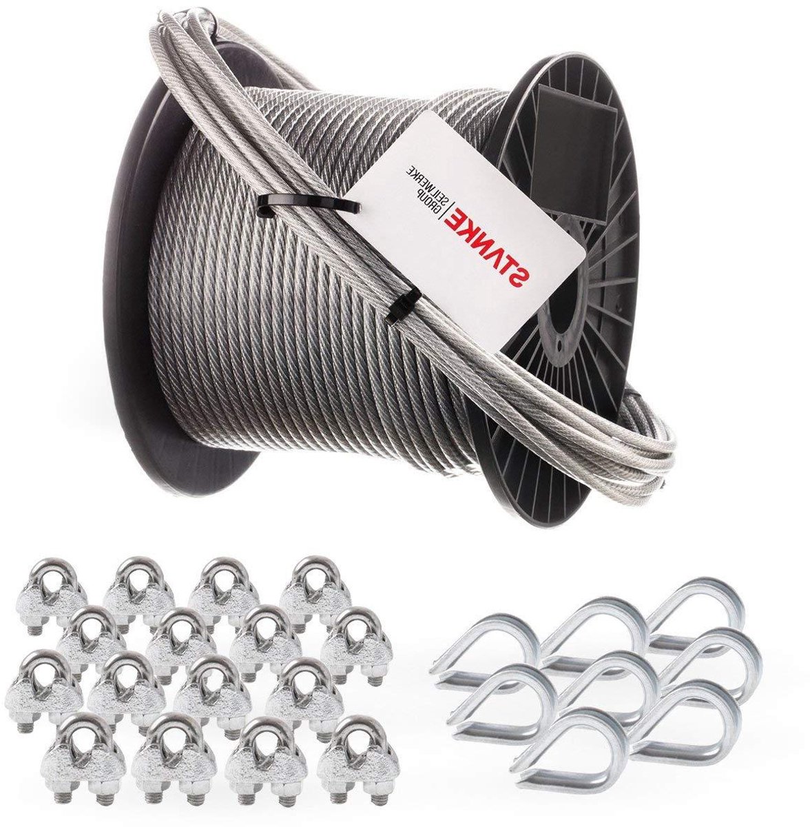 Gegalvaniseerd Staalkabel Set - Stalen Touw PVC - Materiaal Transport - PVC Coating Duurzaam - 5mm 40m - Zilver
