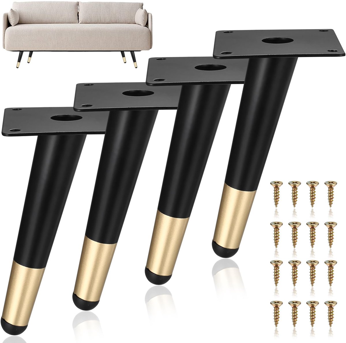 Meubelpoten, zwart metalen poten, kast poten voor meubelpoten, tafelpoten, kastpoten, bankpoten voor commode, kast, bank, stoelen, bed, bank, poten