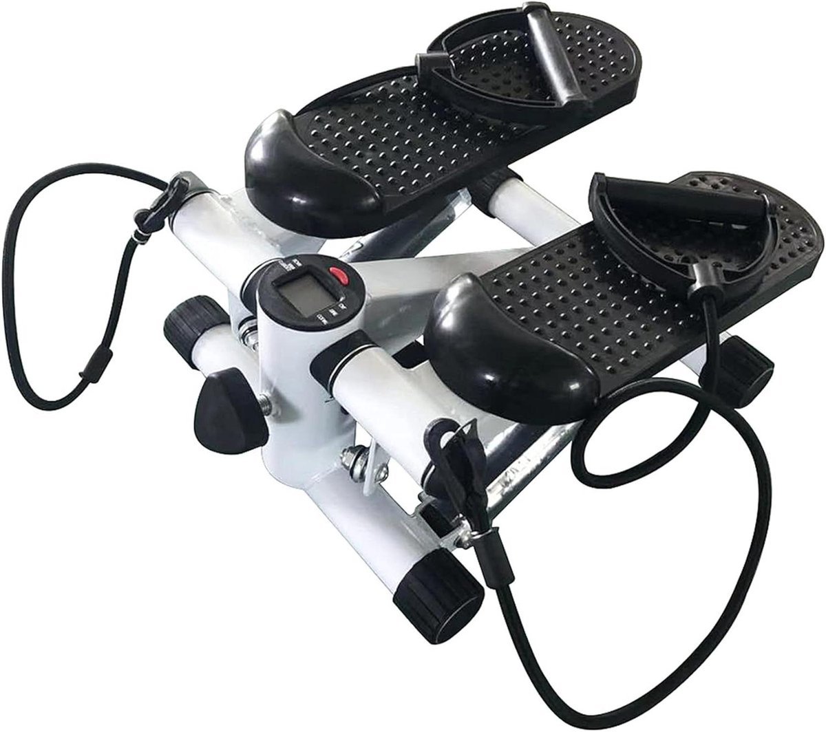 Mini Stepper - Hometrainer Stepper - Thuis Trainen - 2-in-1 met Elastieken - 43 x 39 x 22 cm - Zwart