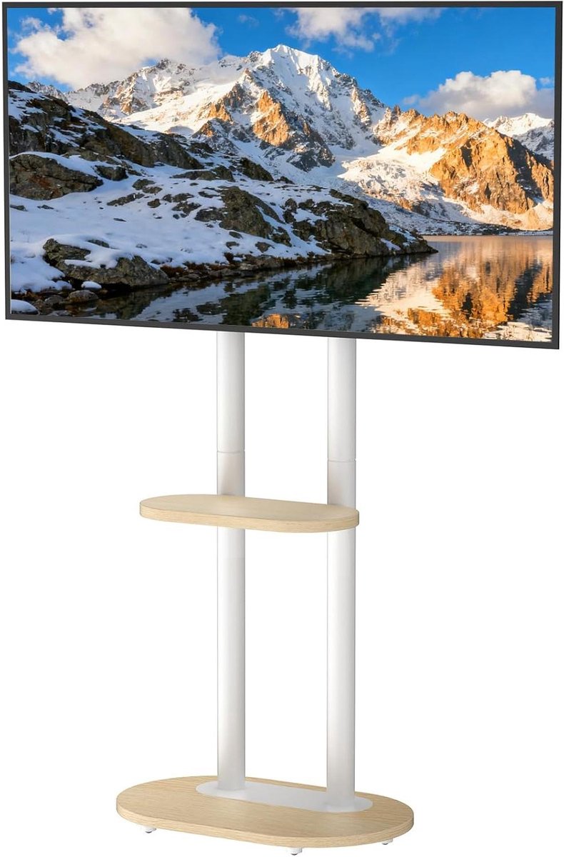 Tv-standaard Vloer - Tv Meubel Verrijdbaar - Tv Plaatsen - In Hoogte Verstelbaar - 40-75 inch - Wit