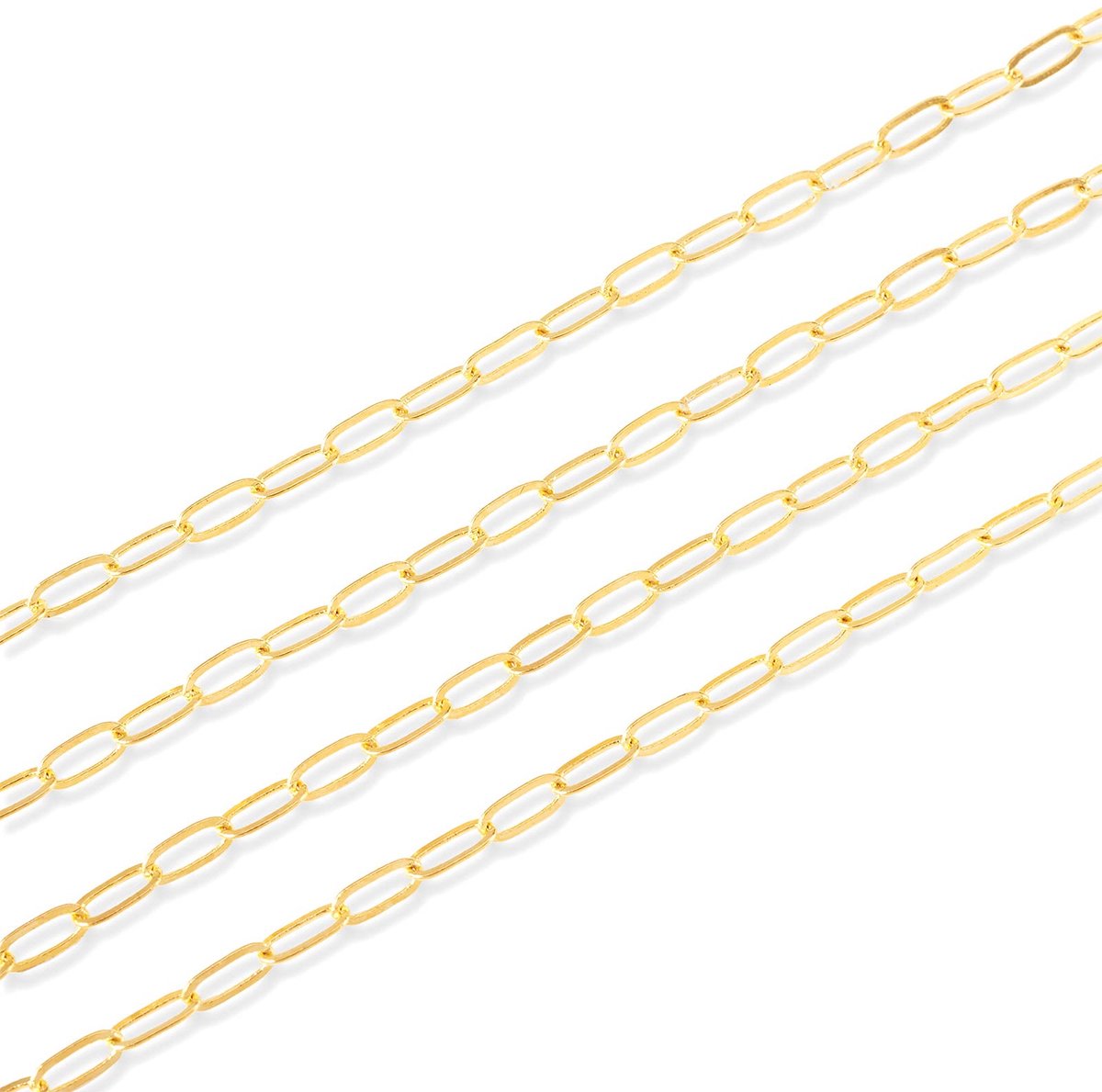 Gouden kabelketting, 16.4FT messing platte ovale kruis paperclip kettingen link connector met spoel voor ketting sieraden maken