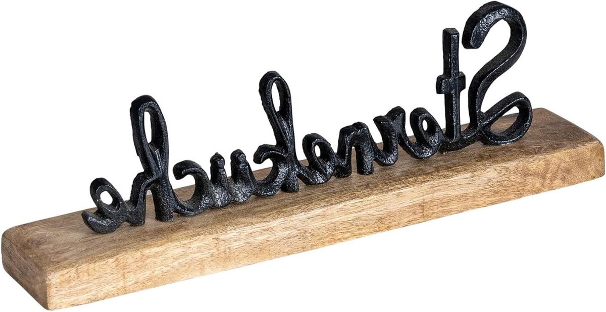 Keuken Belettering - Tafeldecoratie Hout - Keuken Aankleden - Met Viltglijders - 30 cm - Zwart Natuur
