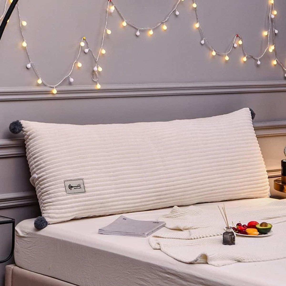 Antislip Kussen - Leeskussen Rugsteun - Ontspannen Lezen - Met Bevestigingsbandjes - 100x45cm - Beige