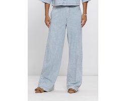 Jansen Amsterdam Saar Broek Llbd 429 Light Demin Long Wide Elastic Waist At Back Jeans Dames - Broek - Lichtblauw - Maat 36