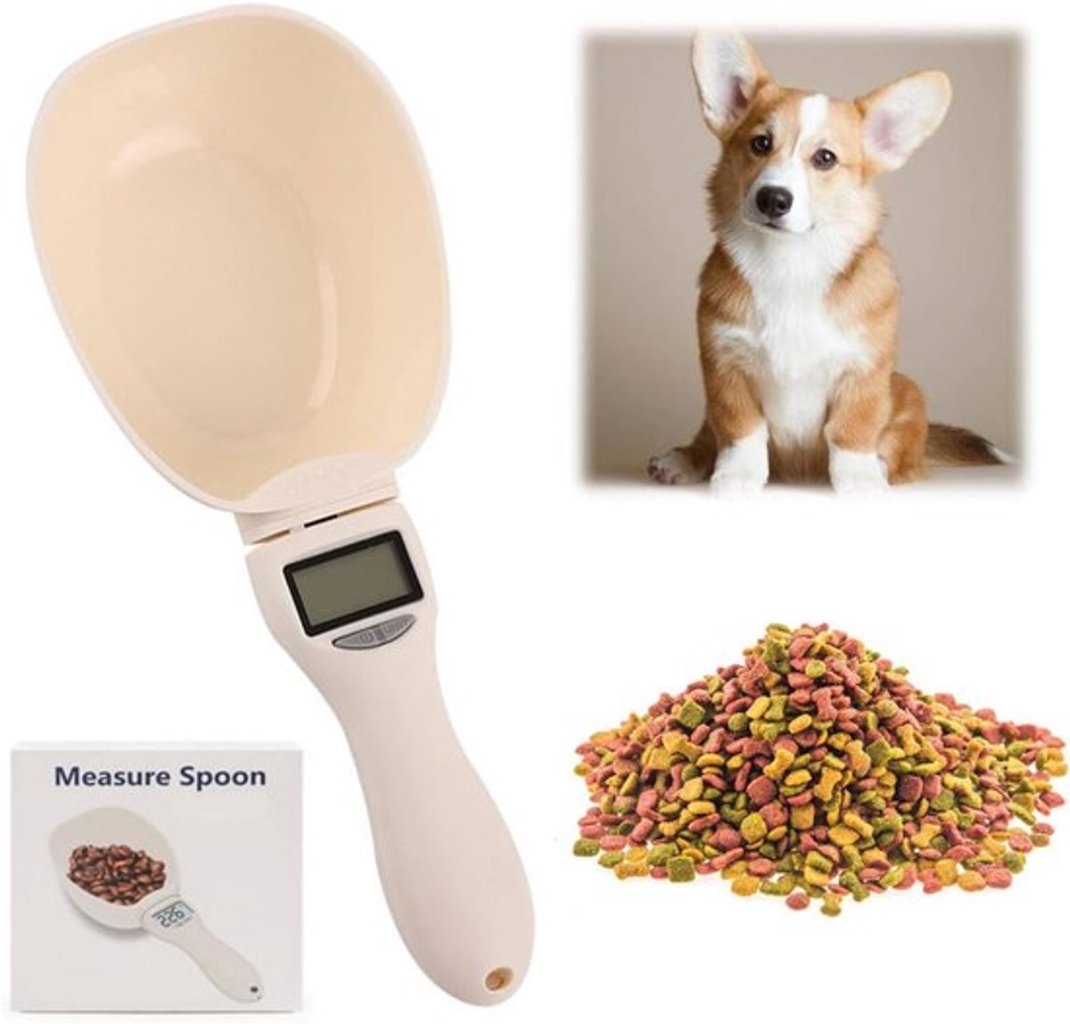 Digitale Voedselweegschaal - Dierenweegschaal - LCD Display - Droog Voedsel Meetbeker voor Honden en Katten