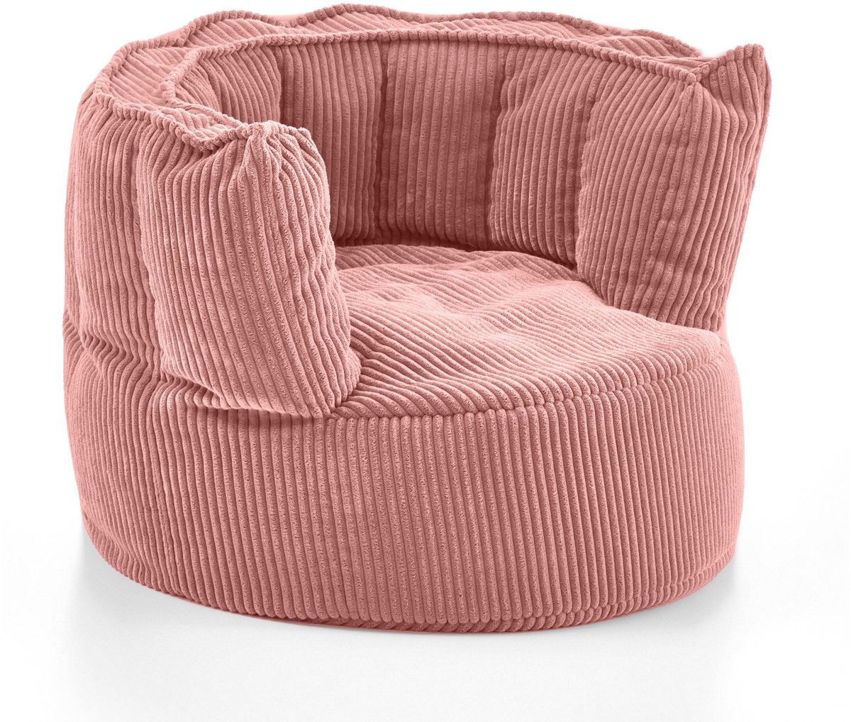 Roze corduroy snuggle beanbag small - Luxe knuffelstoel voor kids & teens - 72cm