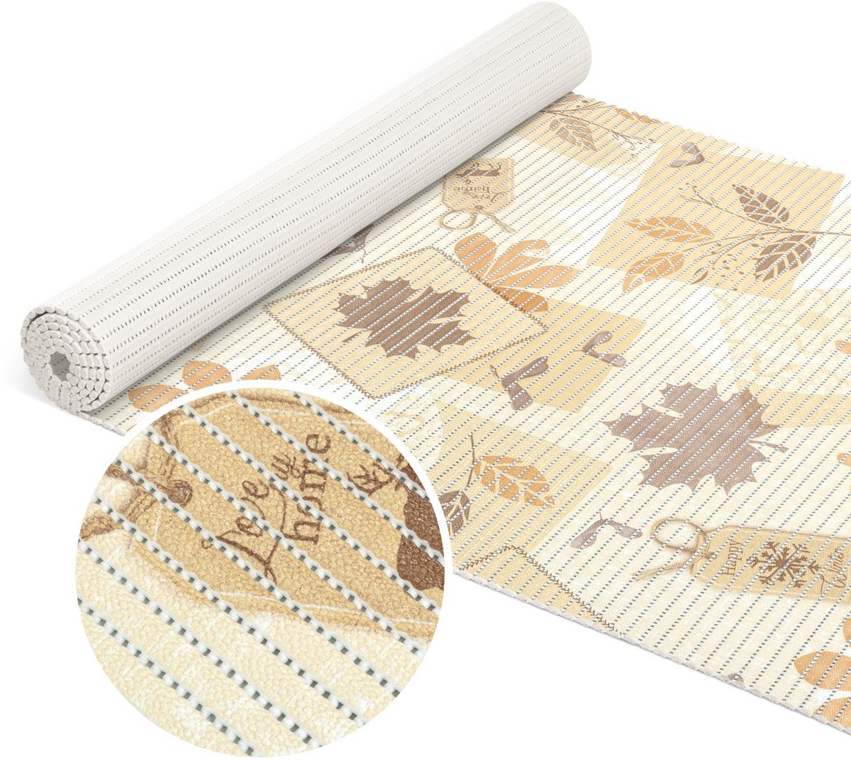 ANRO Badmat Esdoorn Beige 65x350cm Antislip Douchemat Afwasbaar Sneldrogend