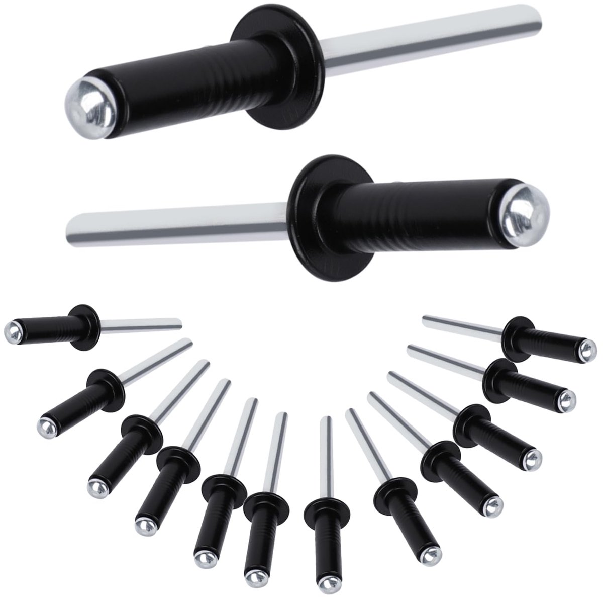 60 stuks blindnieten, 4,8 mm x 13 mm, aluminium, zwart, voor meubels en bouwprojecten