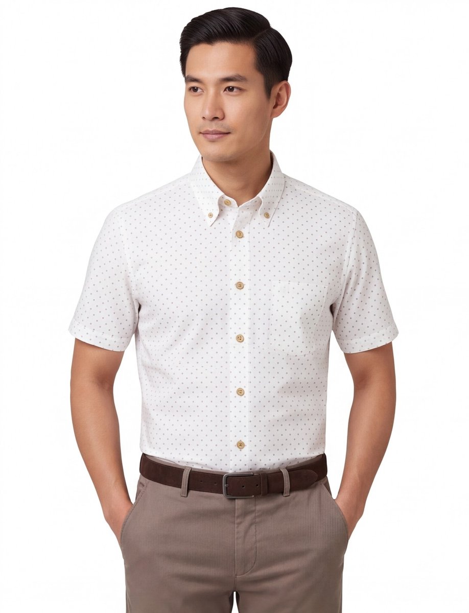 Ledub modern fit overhemd wit korte mouw