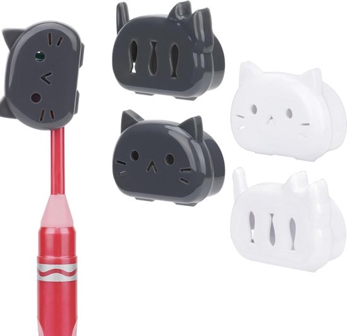 - Draagbare tandenborstelkop cover - Reisbeschermer - zwart en wit - kindertandenborstel - Colgate GUM borstelvrienden - 4 stuks - Geschikt voor reizen met tandenborstel