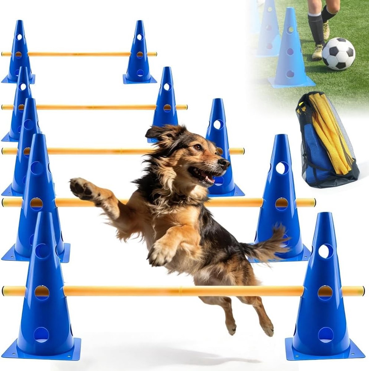 Agility Set - Multi-kleur - 23 cm Hoog - Verstelbare Trainingsset voor Honden en Kinderen