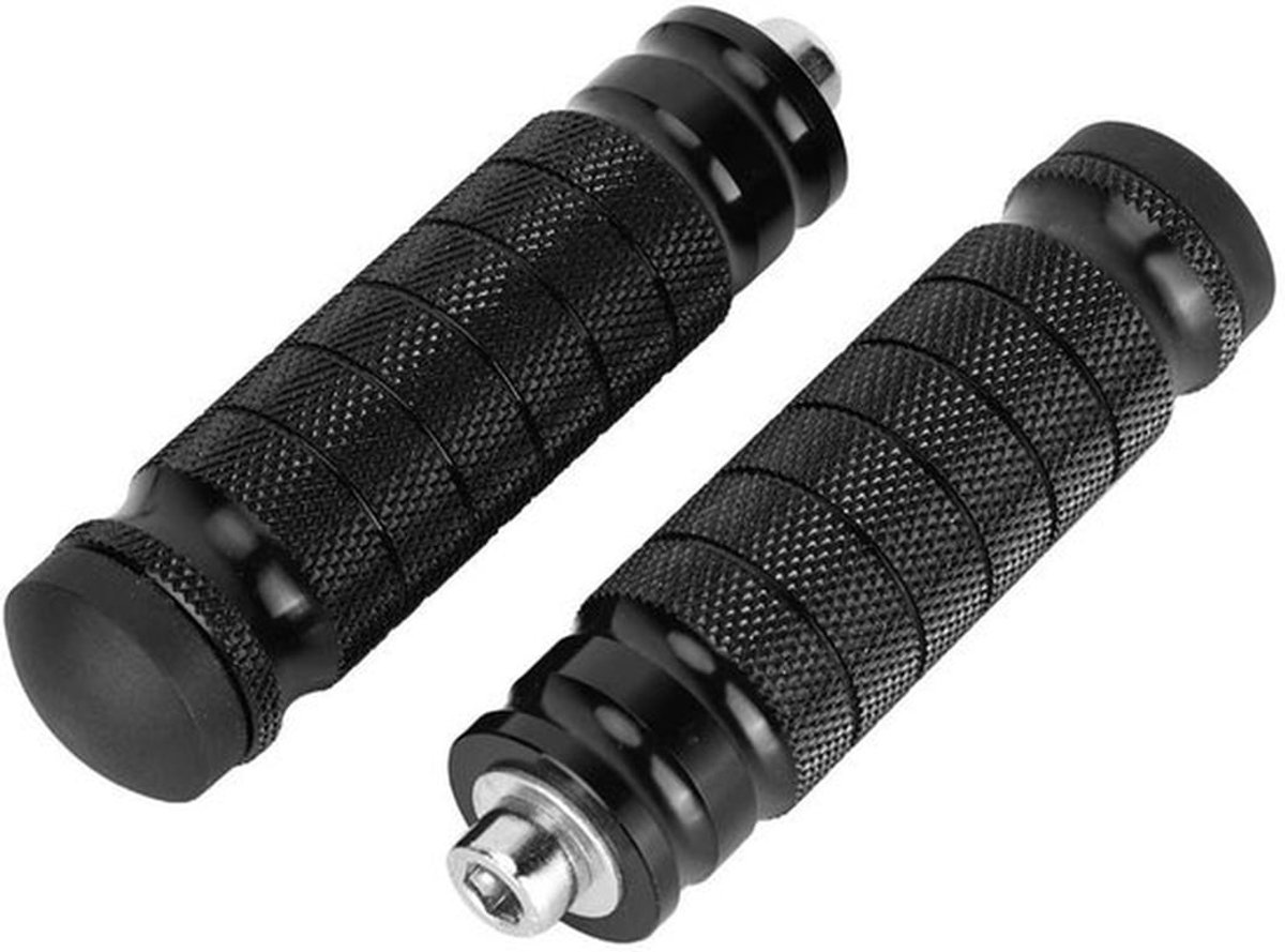 Voetsteunen CNC gefreesd aluminium - Achtervoetsteunen - Antislip - Universeel - 2 stuks - M8 schroefmaat - Zwart - Motorvoetsteunen