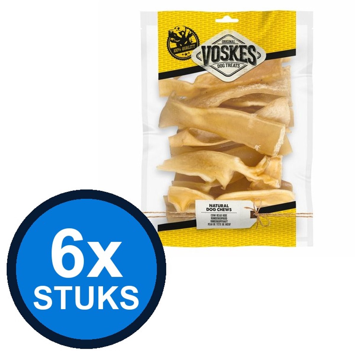 6x Voskes Runderkophuid - Hondensnack - 500g