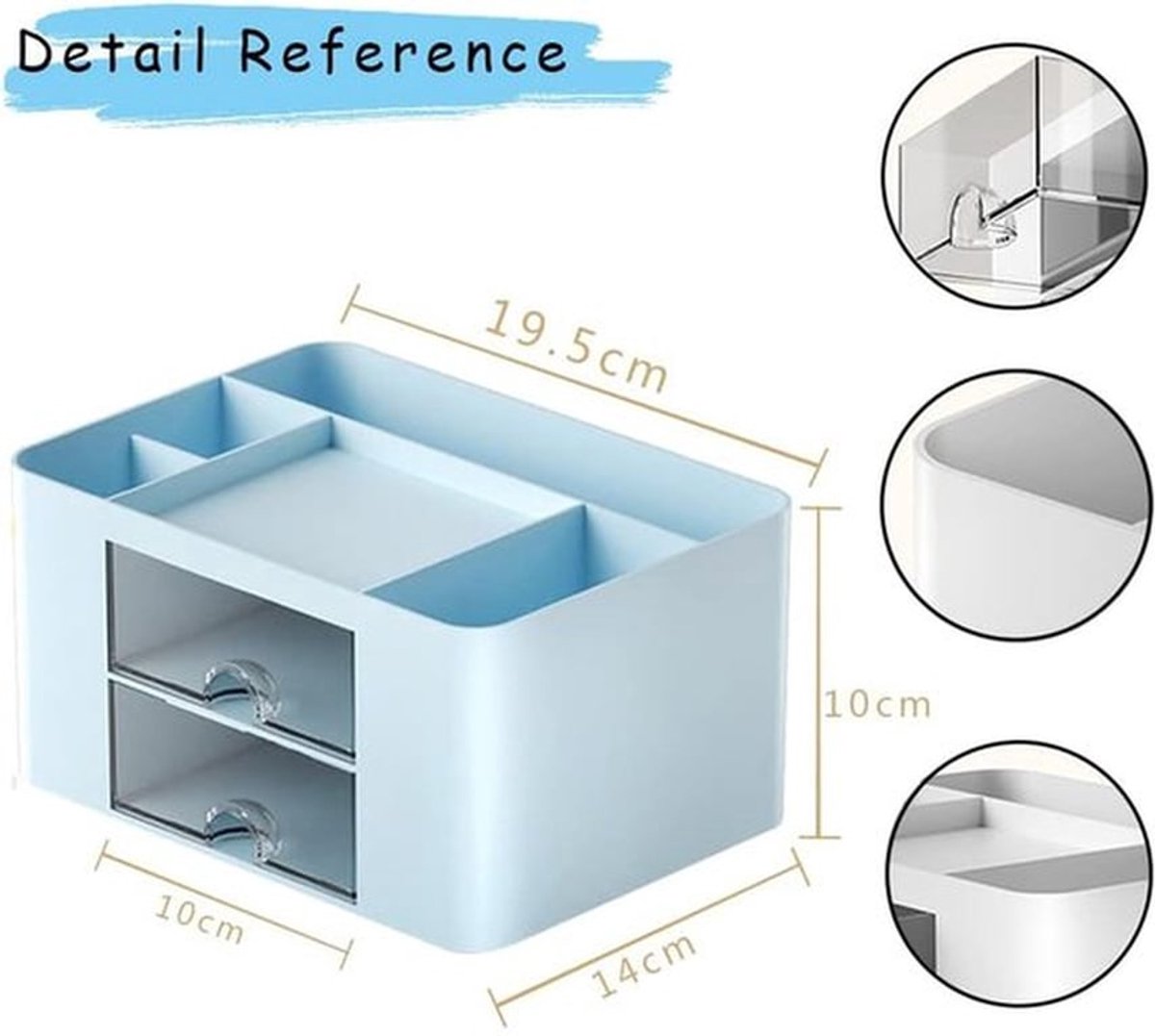 Bureau Organizer Hoogwaardige Kunststof - Bureau Organizer met Lades - Pennenbakje - Vakken - Ruimtebesparend - Afmetingen 19.5 x 14 x 10 cm - Bureauhouder