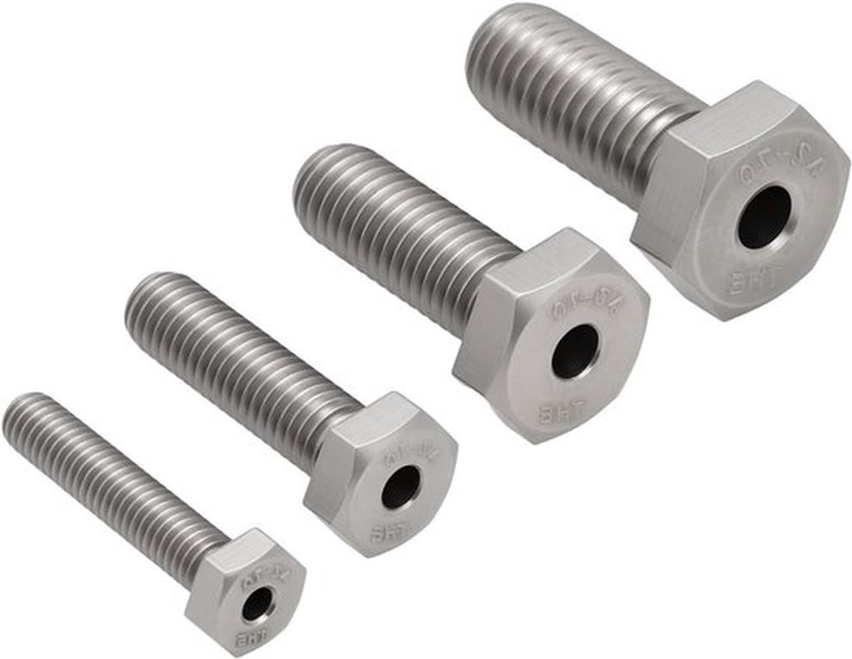 Externe Hex Holle Schroeven - Rvs - 4 stuks - M6 M8 M10 M12 - Geschikt voor Boren - 30mm - Boor Gidsen - Gebroken Studs.