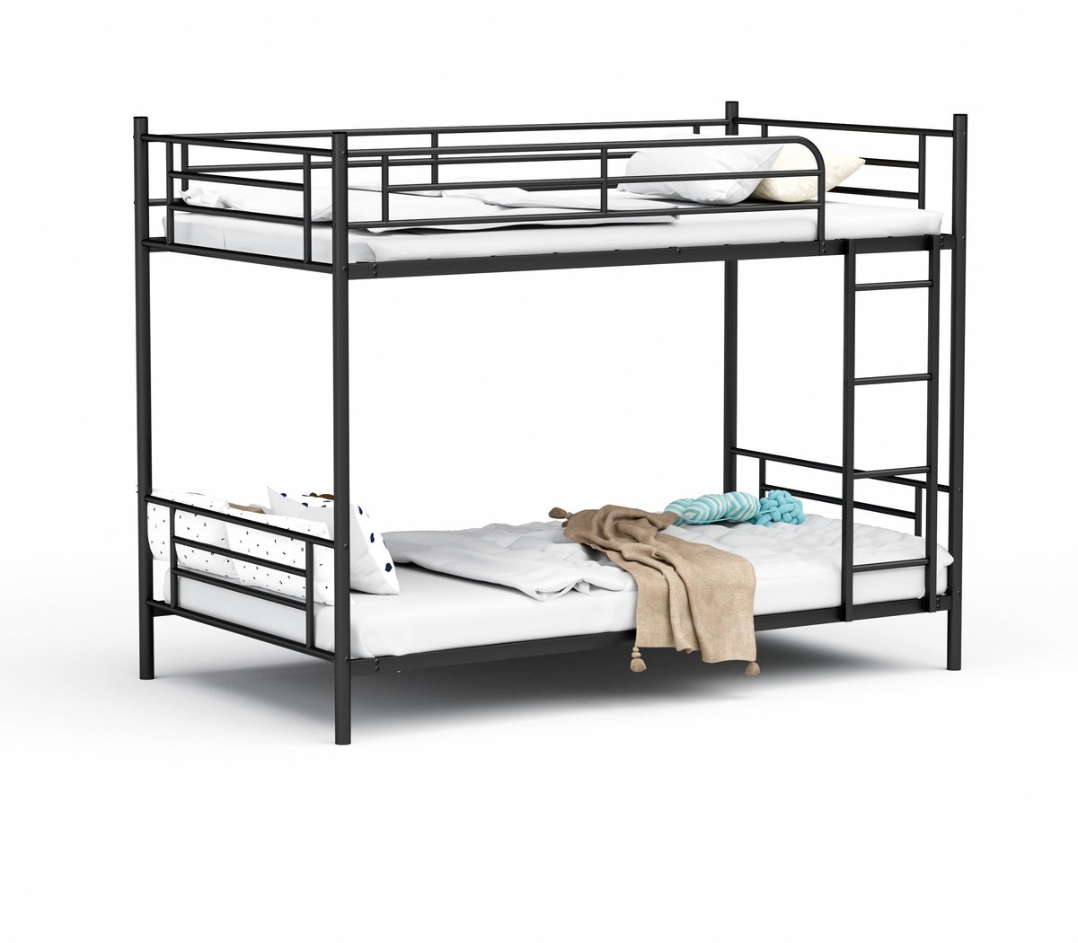 Merax Metalen Stapelbed 90x190 cm - 2 Slaapplaatsen - Veiligheidshek - Ladder - Metalen Lattenbodem - Zwart