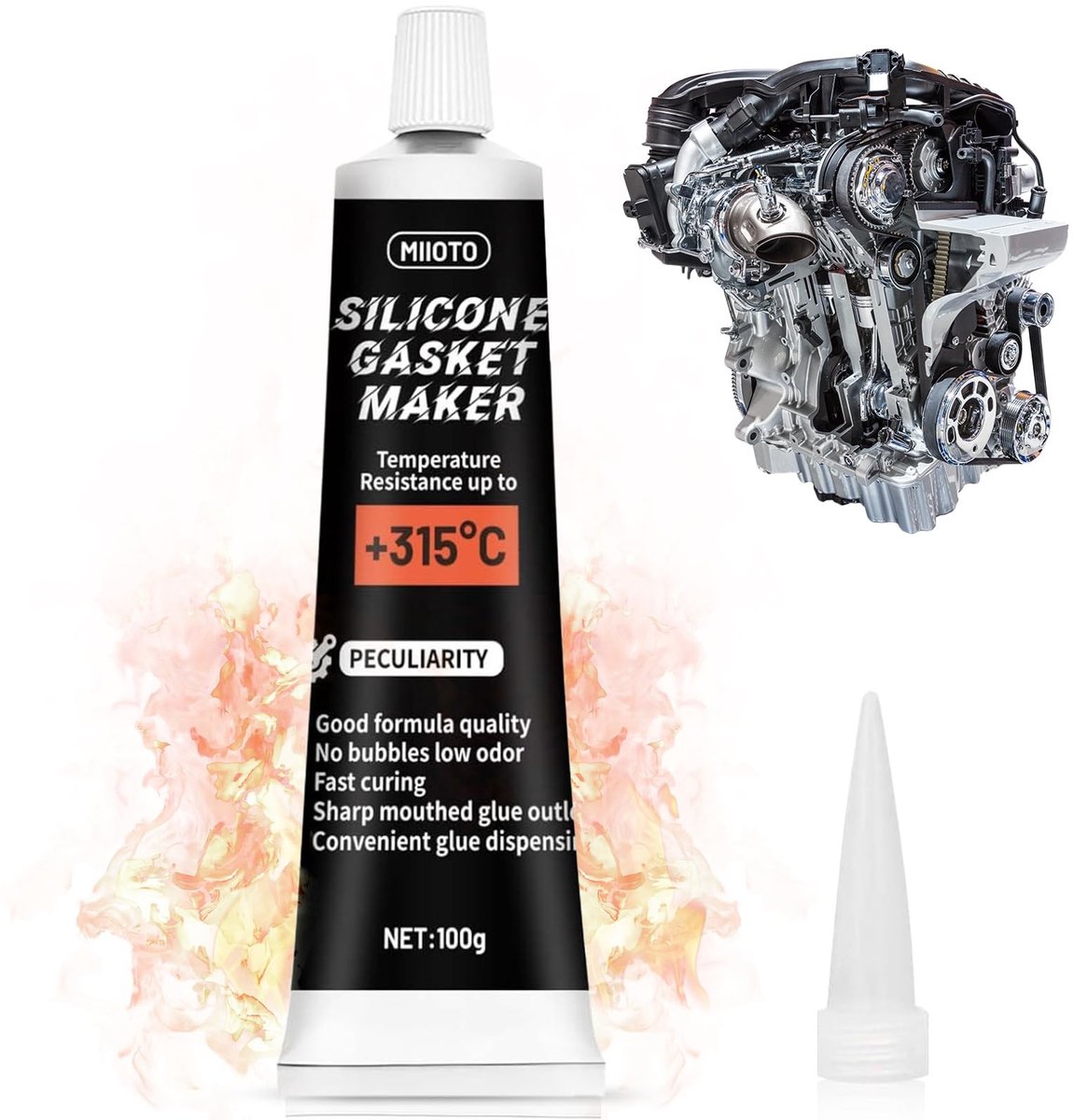 Solidchoice - Zwarte Silicone Lijm voor Motoren 100 ml