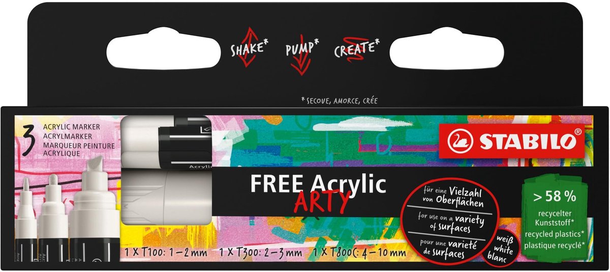 Solidchoice - Set van 3 Acrylmarkers in de Kleur Wit