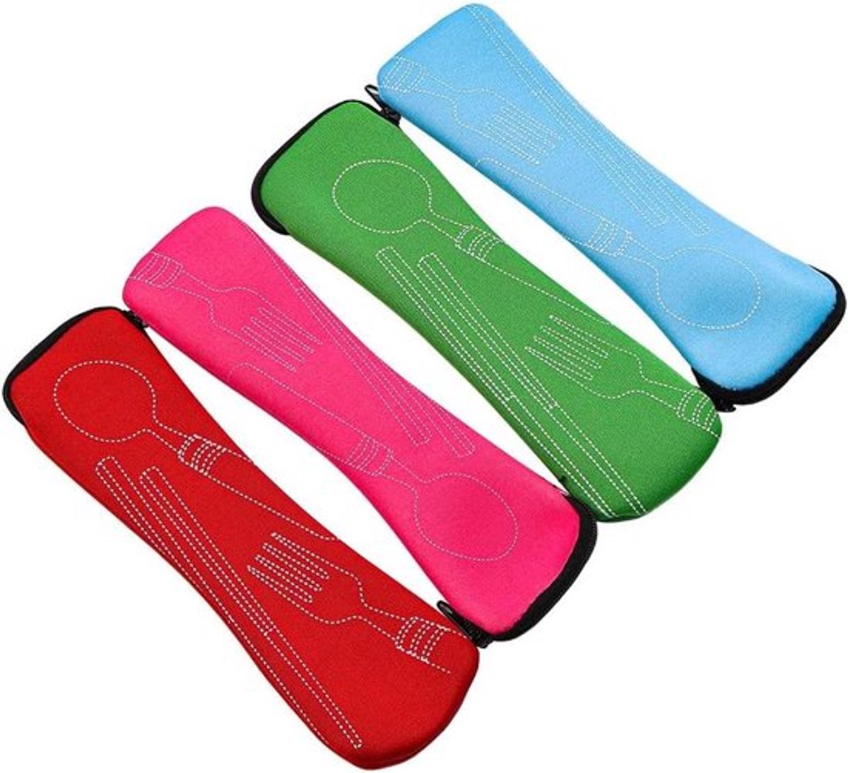 - Bestektas - Draagbaar - Lege - Bestekbox - Onderweg - Schoolpicknick - 4-delige bestektas voor onderweg - Lege lange bestekkoffer - Draagbare bestekbox voor schoolpicknick - Bestekopslag.