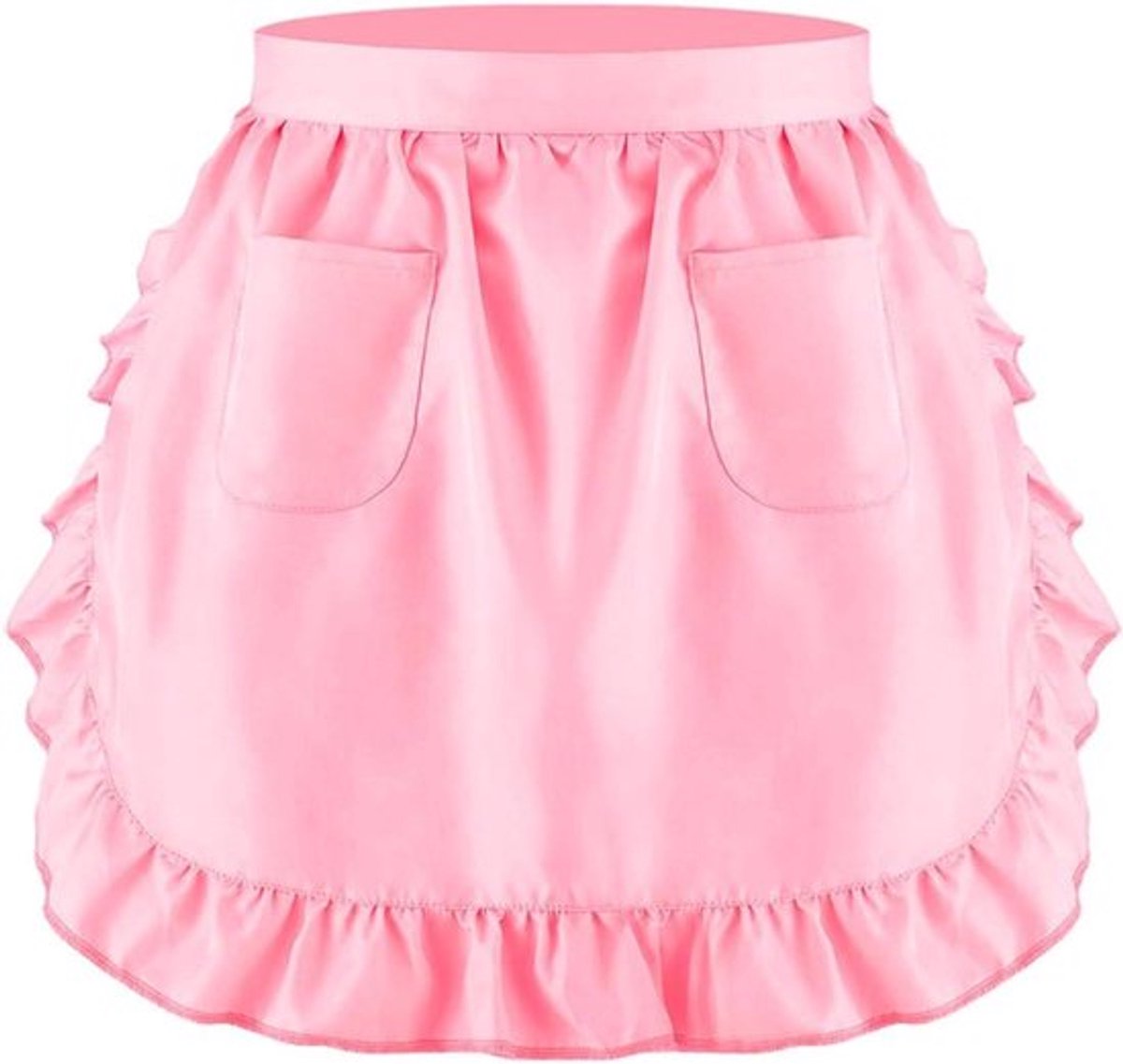 Keukenschort - Vrouwen - Gerimpelde Serveerster - Roze - Taille - Victoriaanse Stijl - Schort - Geschikt voor Keuken Koken Restaurant Koffiebar.