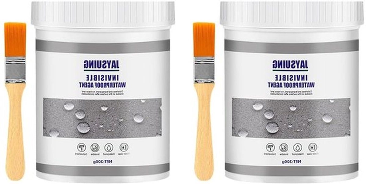 Duurzame Transparante Waterdichte Coating met Kwast, 300g, Langdurige Effectieve Isolatie Sealant voor Badkamer, Tegels, Muren en Daken (2 Stuks)
