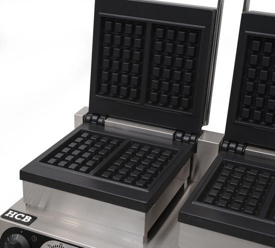 HCB® - Professioneel horeca Wafelijzer voor 4 Luikse wafels - Wafelmaker van RVS / INOX - 38x63x27 cm (DxBxH) - 20 kg - 9921 van HCB — afbeelding 4