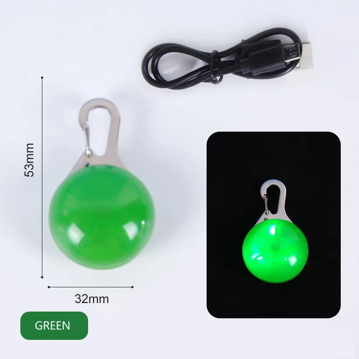 JN® Oplaadbare hondenverlichting - Kleur Groen - Hond - Hondenlamp - Oplaadbaar - USB oplaadbare hondenlamp – Hondenlicht - Hond uitlaten – Verlichting hond - Oplaadbare verlichting