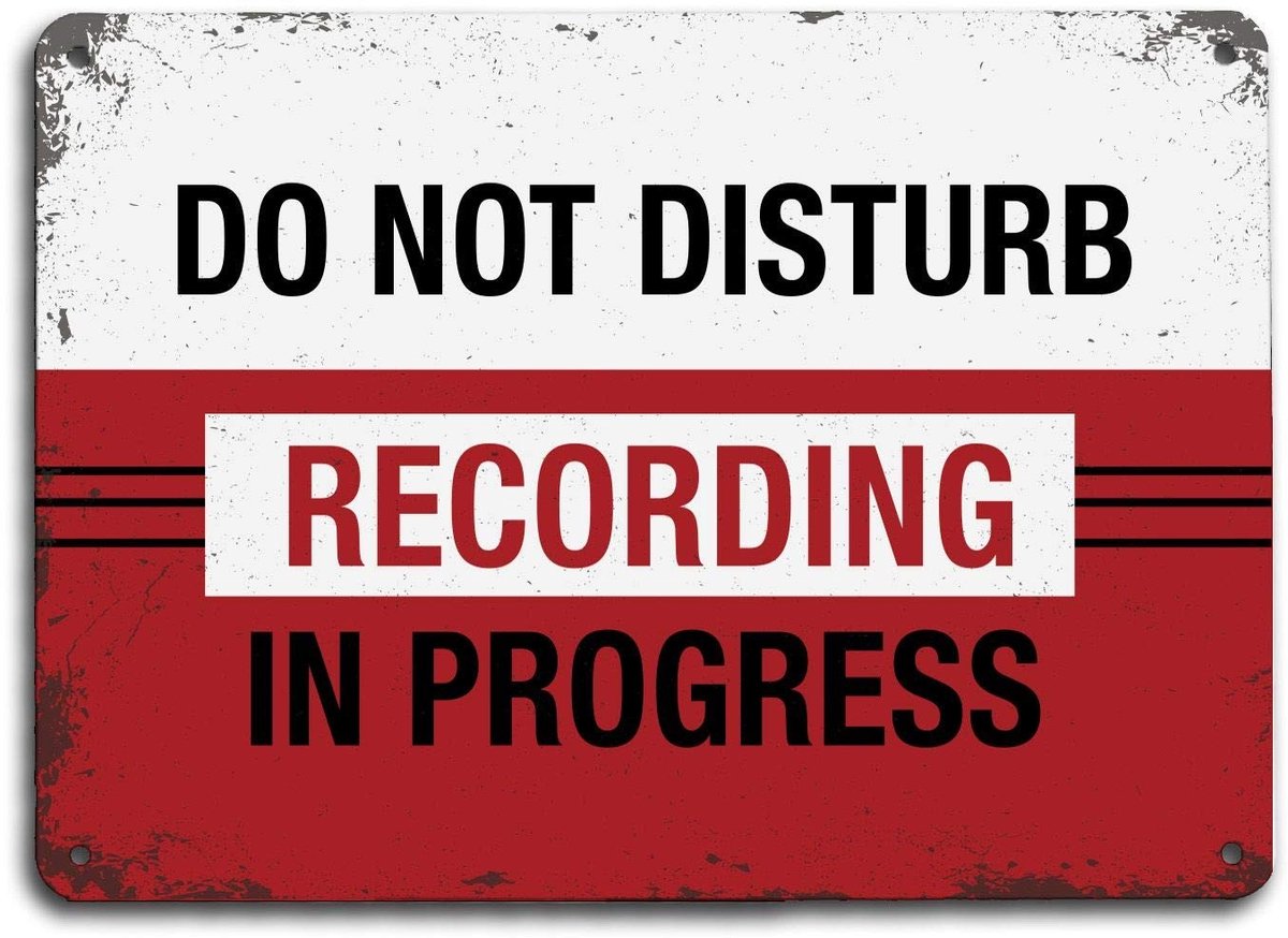 Solidchoice - A4 Metalen Deurbord 'Recording in Progress, Do Not Disturb'