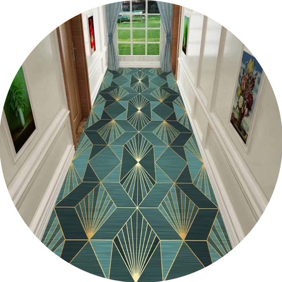 Solidchoice - Multifunctioneel Gangtapijt met Wasbare Eigenschappen en Geometrisch Ontwerp