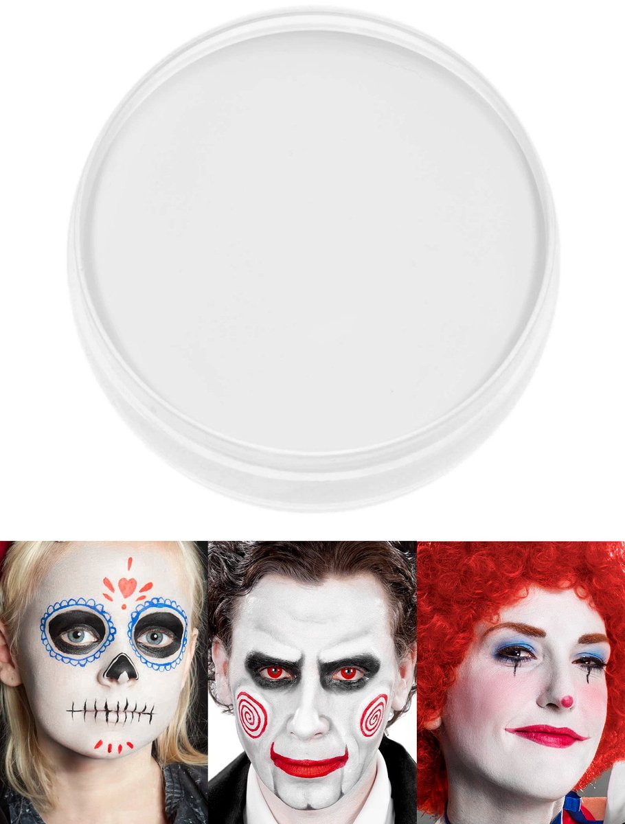 Crème schmink wit make-up 15ml - voor carnaval Halloween