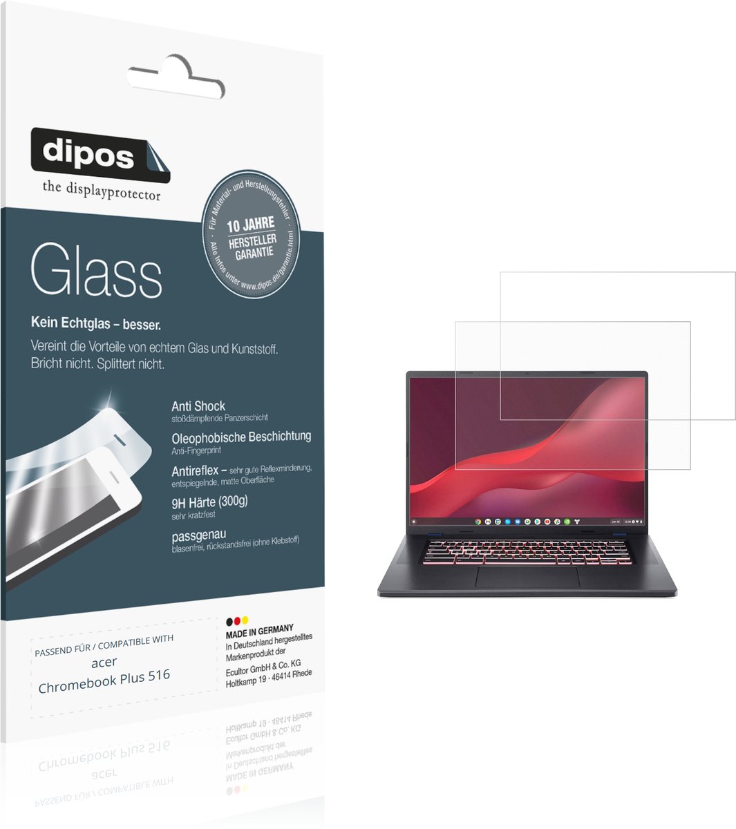 dipos – 2x Matte Pantserfolie geschikt voor acer Chromebook Plus 516 | 9H Screenprotector